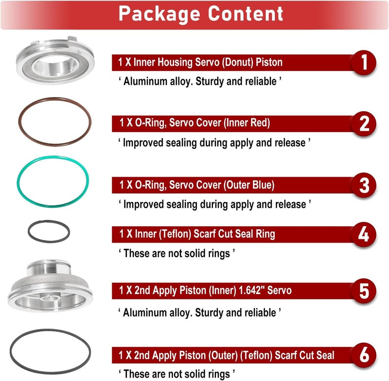 Camoo High Performance Corvette Servo Piston Kit Upgrade A74905BK TH700R4 4L60E 4L65E 2-4 Band Fits GM Corvette Style (1982-UP) - Image 5